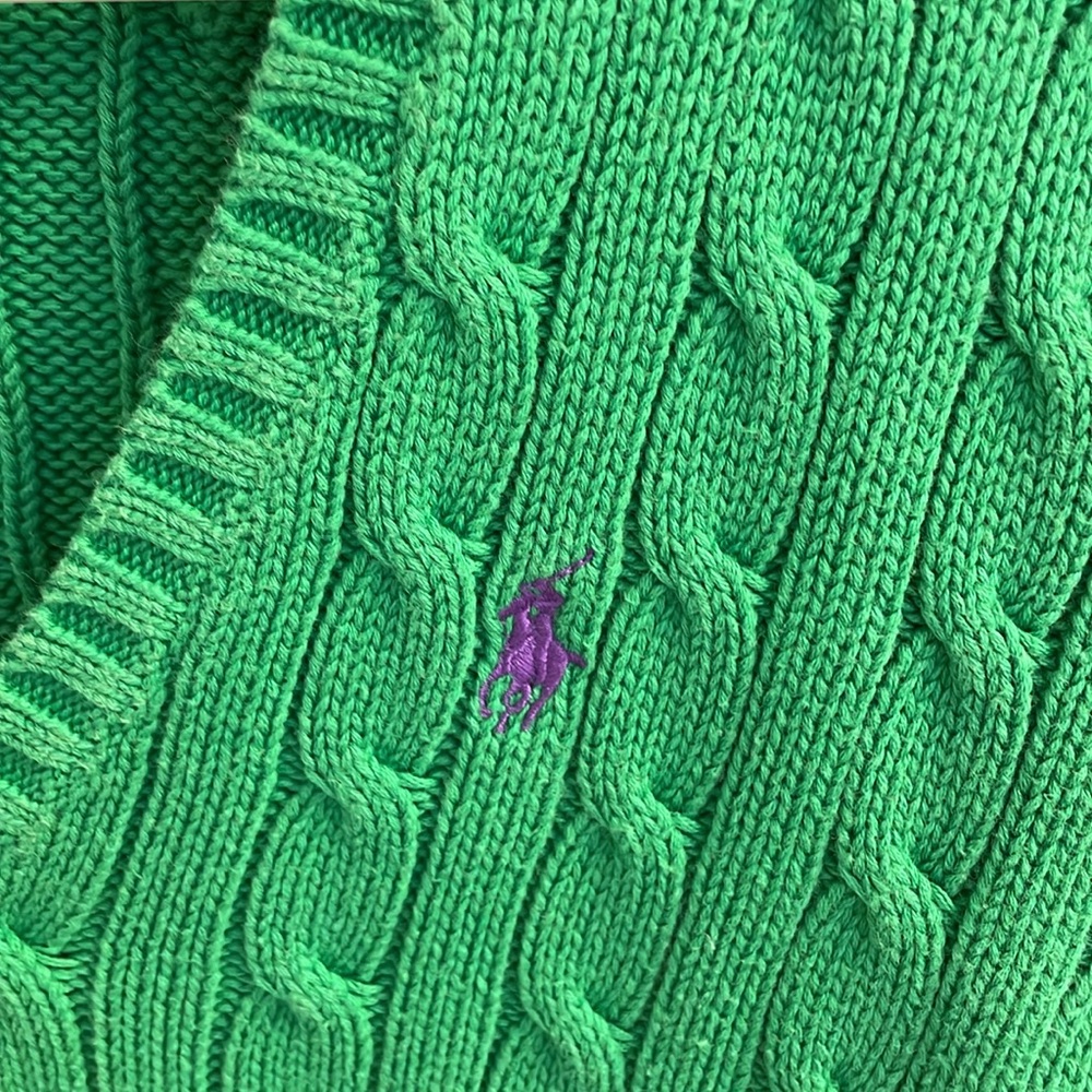 Ralph Lauren Green V-Neck Sweater ☘️ - Picture 3 of 16